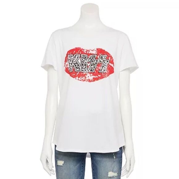 KISS Band Tee Licensed Character NWT Women’s Logo Graphic Music T-shirt Size Med - Picture 3 of 10